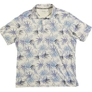 Walter Hagen Golf White Purple Blue Hawaiian Shirt Stretch Sz‎ XL Comfort